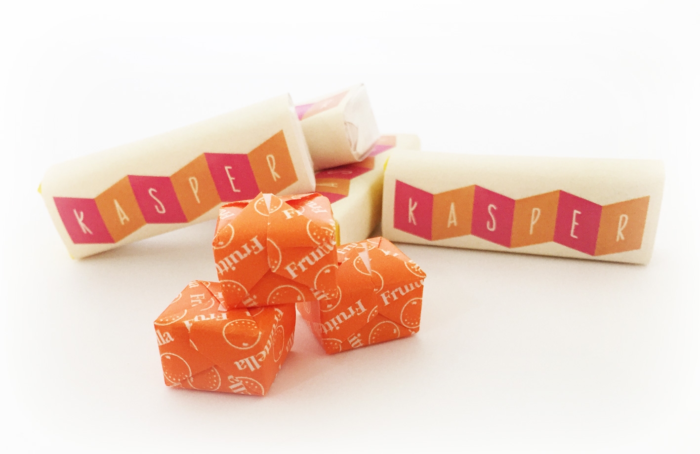Mini fruit-tella met label