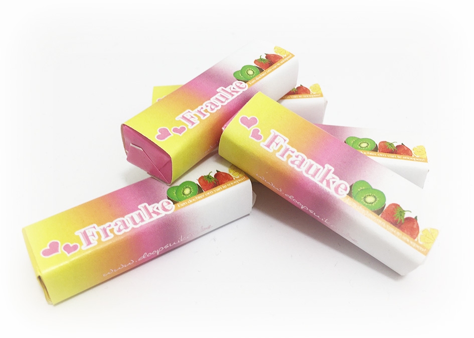 Mini fruit-tella met label