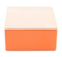 Oranje vierkant blikje met houten dekseltje