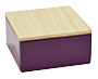 Violet vierkant blikje met houten dekseltje