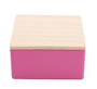 Roze vierkant blikje met houten dekseltje