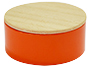 Metalen doosje oranje met houten dekseltje